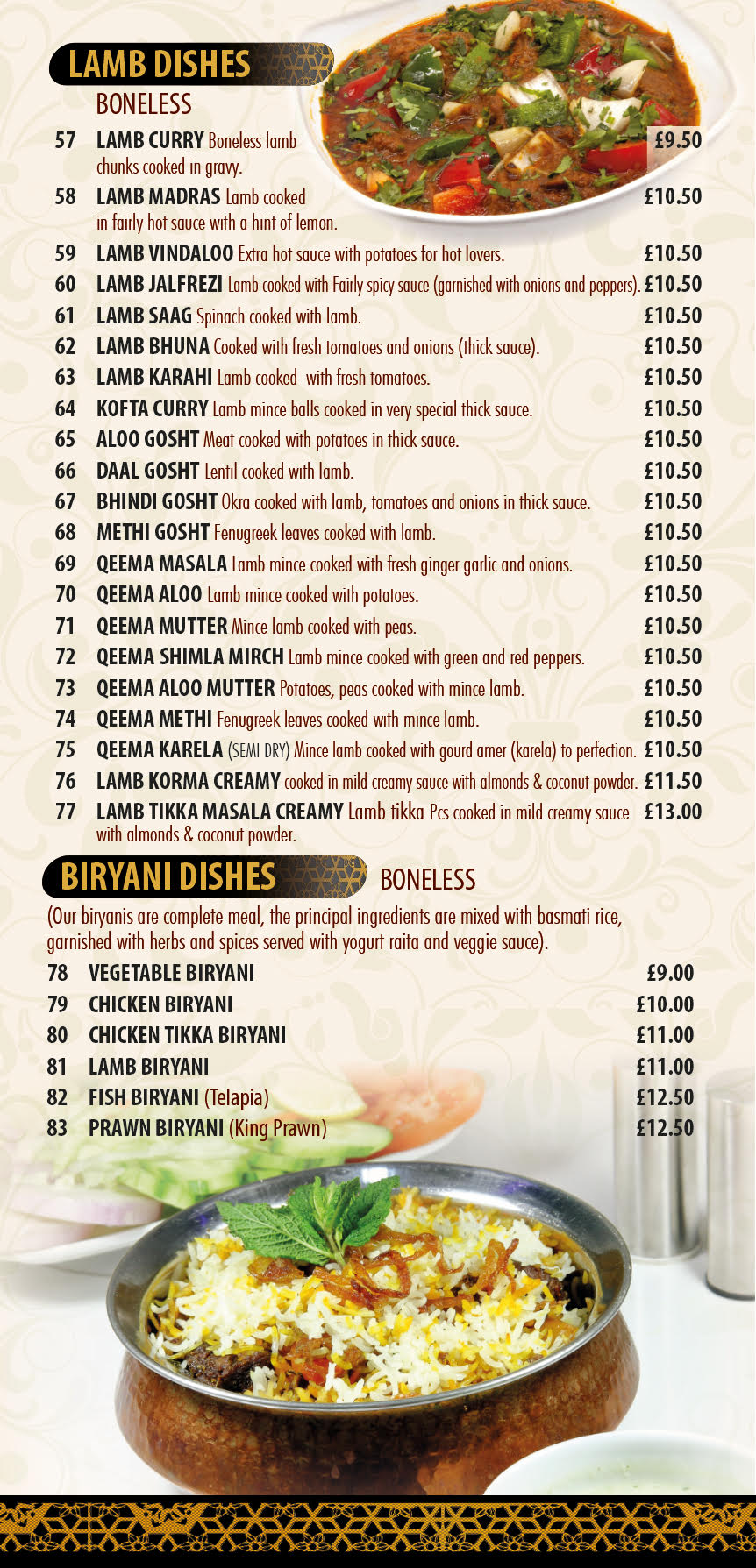 Menu - Aladin Kebabish - Authentic Pakistani Halal Food Restaurant